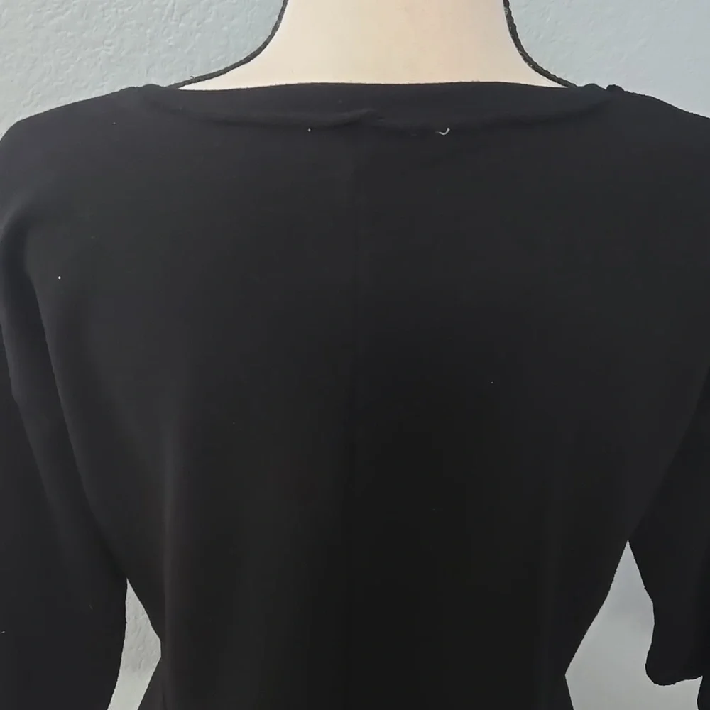 WILLIAM RAST Festival Guitar Graphic Peplum Top Black 1/2 Sleeves Sz Large - Picture 9 of 12